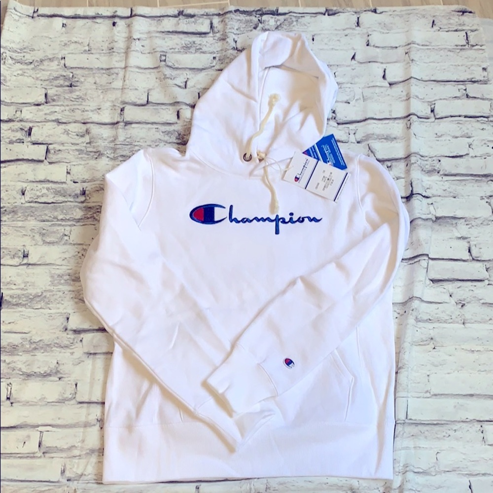NWT Champion reverse weave white hoodie